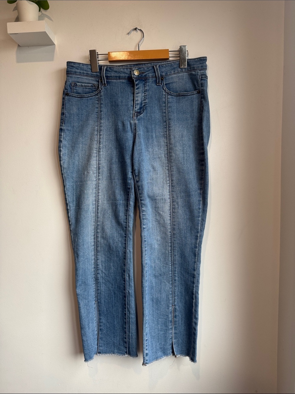 For The Republic Straight-Leg Seam Front Jeans in Blue Denim